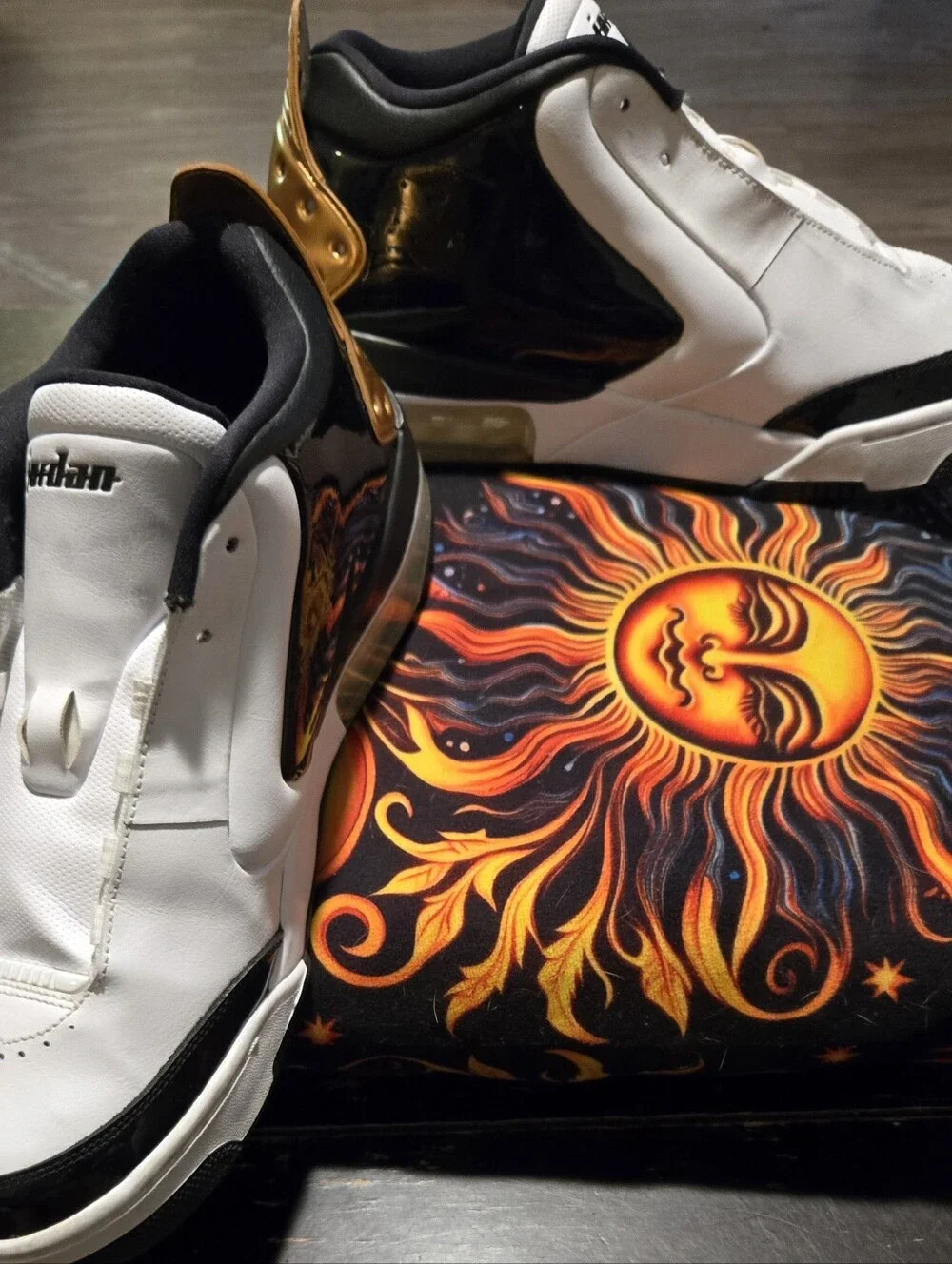 Jordan Men's Athletic Shoes in Black and Metallic Gold Heel